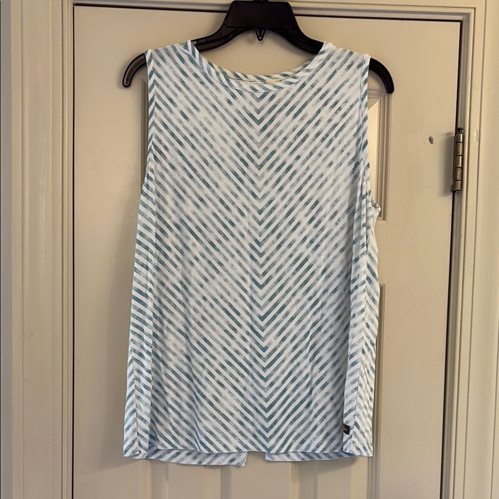 Matilda Jane Boxy White and Blue Sleeveless Tank Top
